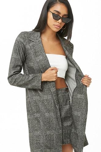 Forever21 Plaid Longline Jacket