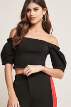 Forever21 Off-the-shoulder Puff-sleeve Top