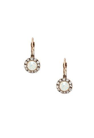 Forever21 Faux Gemstone Circle Studs (antic Gold/white)