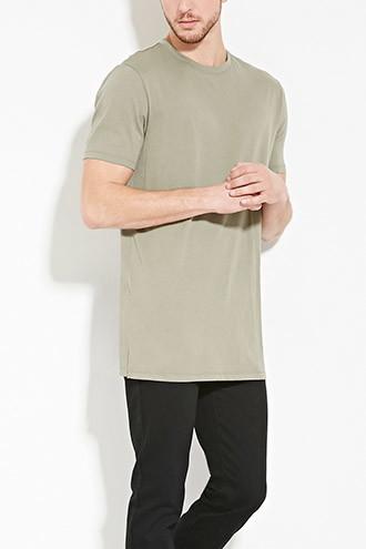21 Men Men's  Sage Cotton-blend Longline Tee