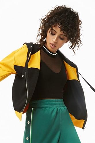 Forever21 Colorblock Zip-front Hoodie