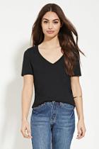 Forever21 Plus Women's  Black V-neck Tee
