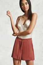 Forever21 High Waist Belted Satin Shorts
