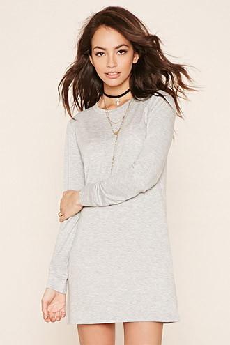 Forever21 Women's Heather Grey Heathered Shift Dress
