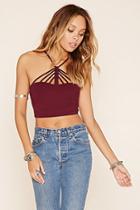 Forever21 Women's  Aubergine V-strap Cropped Cami