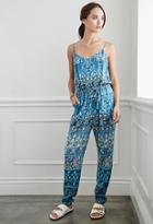 Forever21 Striped Floral Drawstring Jumpsuit