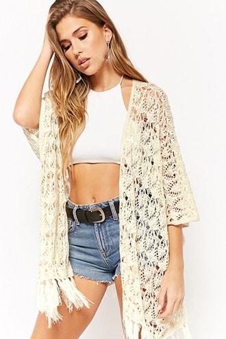 Forever21 Fringe Open-front Cardigan