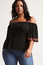 Forever21 Plus Size Embroidered Sleeve Top