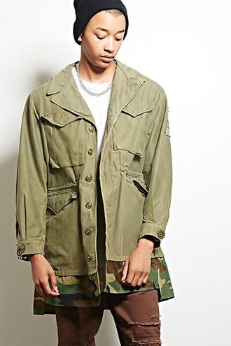 21 Men Men's  Cross Colours Camo-hem Jacket