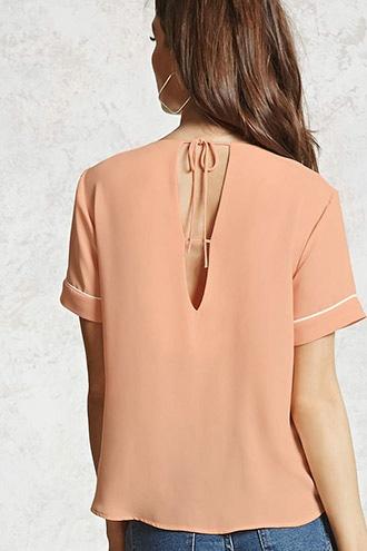 Forever21 Piped Trim Crepe Blouse