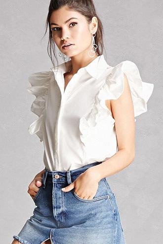 Forever21 Ruffle Woven Shirt