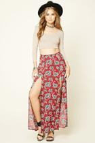 Forever21 Women's  Paisley Print M-slit Maxi Skirt