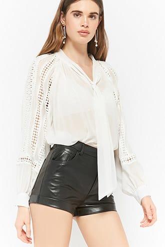 Forever21 Sheer Pussycat Bow Top