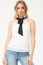 Forever21 Lace Tie-neck Top