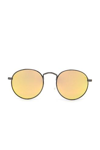 21 Men Orange & Black Men Mirrored Round Sunglasses