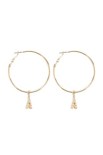 Forever21 Eiffel Tower Charm Hoop Earrings