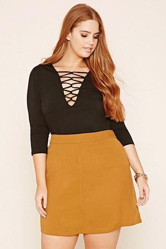 Forever21 Plus Women's  Black Plus Size Crisscross-front Top