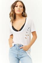 Forever21 High-low Distressed Tee