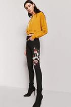 Forever21 Crane Embroidered Skinny Jeans