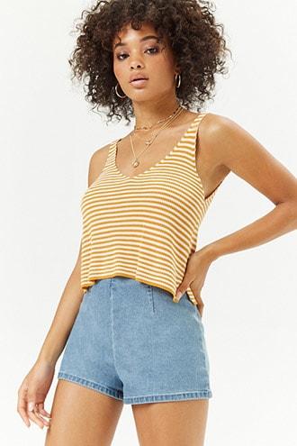 Forever21 Striped Ribbed Knit Tank Top