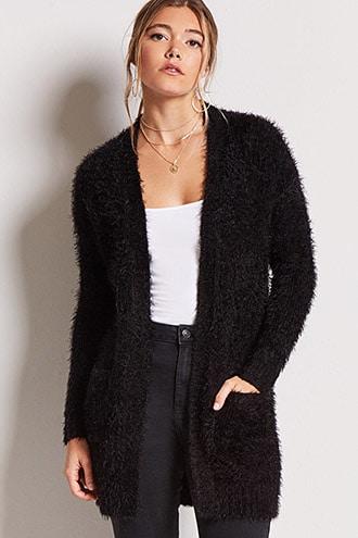 Forever21 Eyelash Knit Longline Cardigan