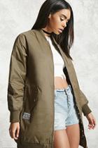 Forever21 Patch Longline Bomber Jacket