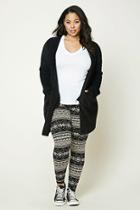 Forever21 Plus Women's  Black & Taupe Plus Size Fair Isle Leggings