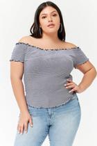 Forever21 Plus Size Striped Lettuce Edge Cropped Tee