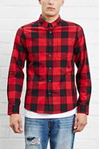21 Men Men's  Red & Black Slim-fit Plaid Shirt