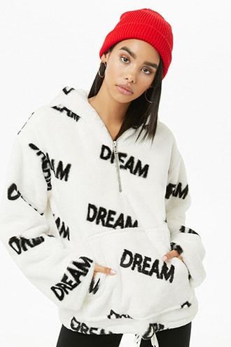 Forever21 Dream Graphic Faux Fur Hoodie