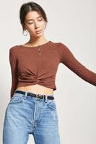 Forever21 Ribbed Knit Twist-knit Crop Top