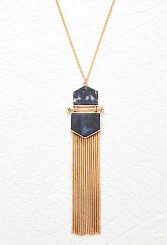 Forever21 Tassel Faux Stone Necklace