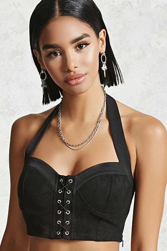 Forever21 Lace-up Halter Crop Top