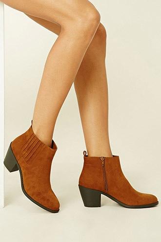 Forever21 Women's  Tan Faux Suede Chelsea Booties