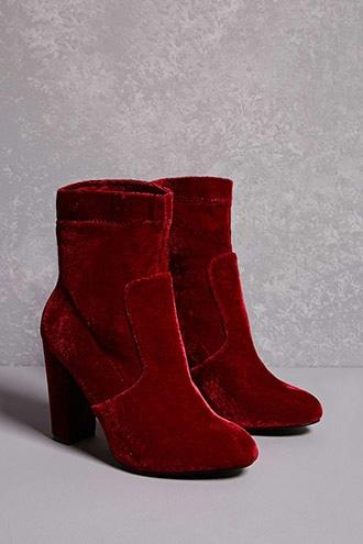 Forever21 Yoki Velvet Ankle Sock Boots