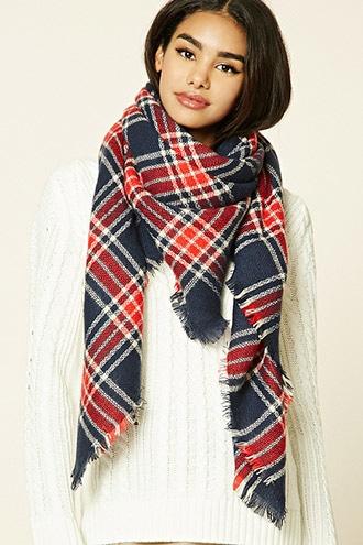 Forever21 Plaid Frayed Scarf