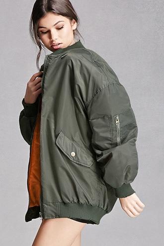 Forever21 Longline Distressed Bomber