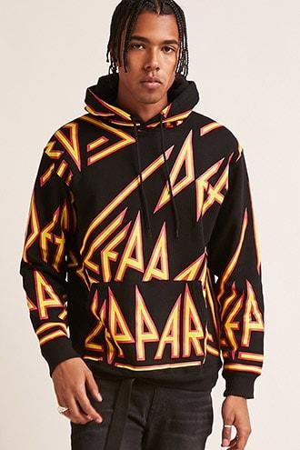 Forever21 Def Leppard Graphic Fleece Hoodie