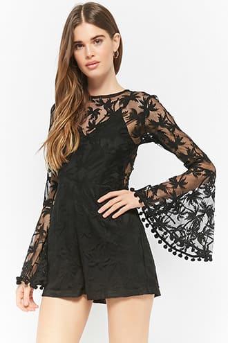 Forever21 Lace Pom Pom Romper
