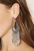 Forever21 Blue & B.silver Chained Chandelier Earrings