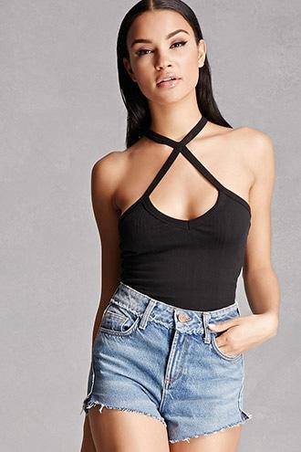 Forever21 Ribbed Choker Top