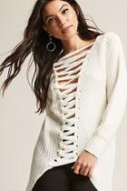 Forever21 Plunging Lace-up Sweater