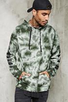21 Men Men's  Stripe-sleeve Tie Dye Hoodie