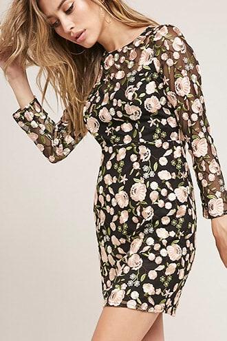 Forever21 Sheer Embroidered Floral Dress