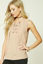 Forever21 Lace-up Grommet Top