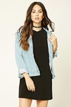 Forever21 Women's  Black Textured Mini T-shirt Dress