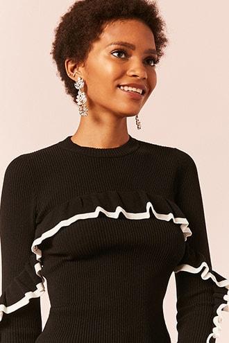 Forever21 Flounce Ribbed Sweater