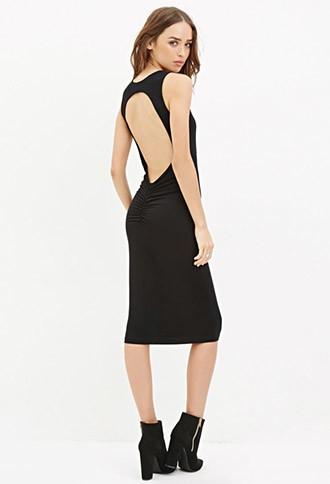 Forever21 Women's  Cutout-back Midi Dress (black)