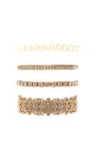 Forever21 Gold & Cream Ornate Stretch Bracelet Set