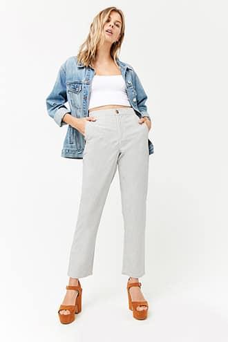 Forever21 Pinstripe High-waist Pants